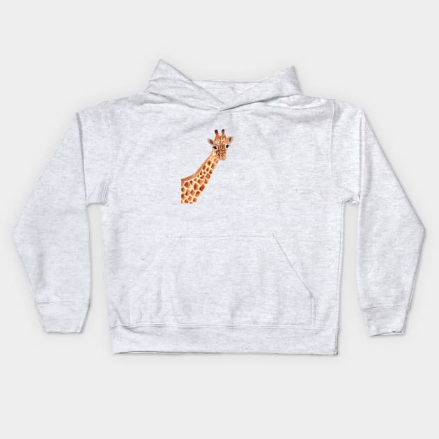 Watercolor Giraffe Kids Hoodie by Harpleydesign